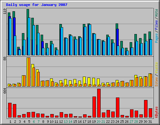 Daily usage for January 2007