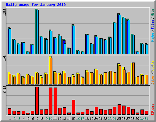 Daily usage for January 2010