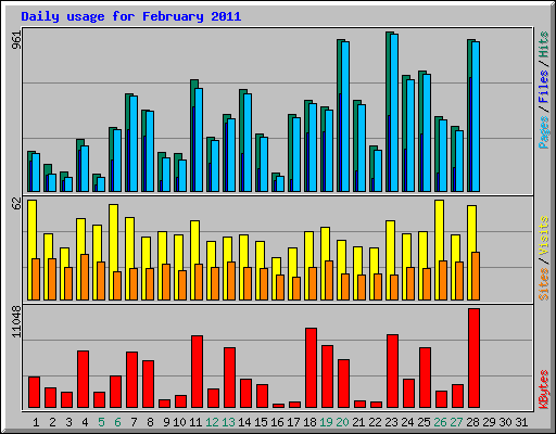 Daily usage for February 2011