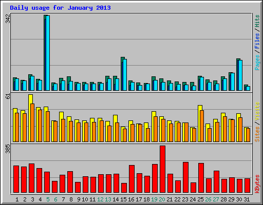 Daily usage for January 2013