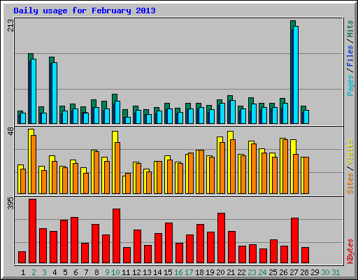 Daily usage for February 2013