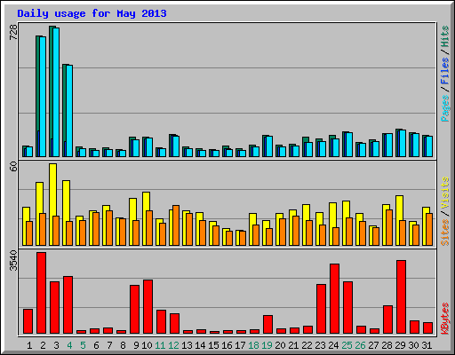 Daily usage for May 2013
