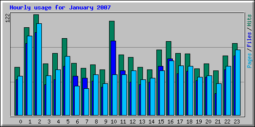 Hourly usage for January 2007