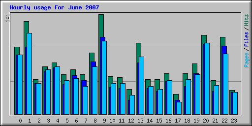 Hourly usage for June 2007