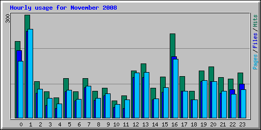 Hourly usage for November 2008