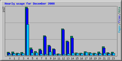Hourly usage for December 2008