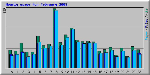Hourly usage for February 2009