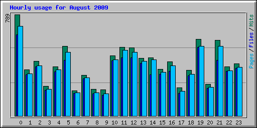 Hourly usage for August 2009