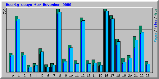 Hourly usage for November 2009
